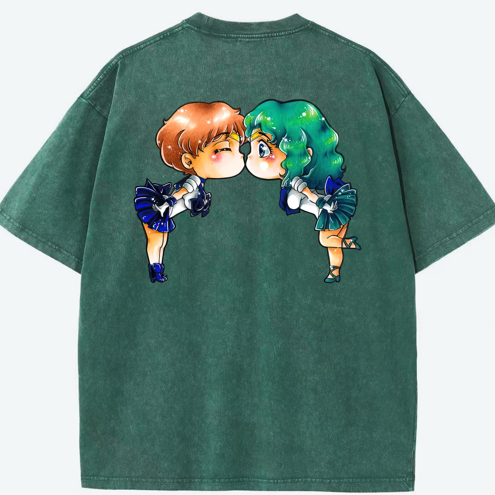 （画像用） 美少女戦士セーラームーン 天王はるか Sailor Moon Tenoh Haruka 綿100% ヴィンテージ風 半袖Tシャツ（背面プリント）